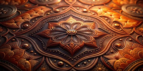 Intricate Leather Texture: Close-up of Richly Patterned Brown Leather