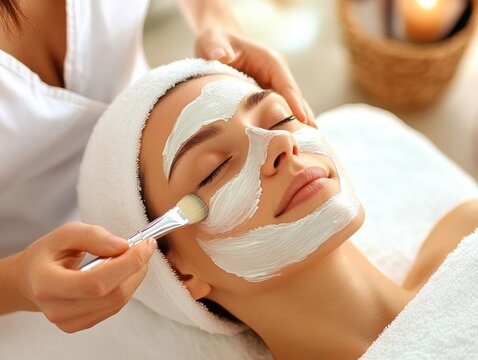 Relaxing facial treatment at a wellness spa in a serene environment