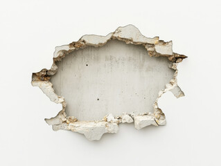 Wall damage reveals rough texture and hidden layers in a room