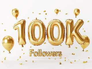 Celebrating 100K followers with golden balloons and confetti