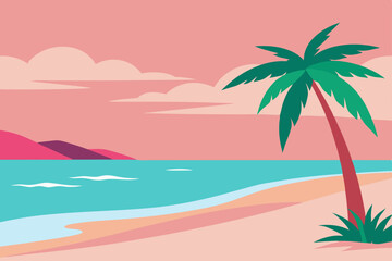 tropical beach with palm trees