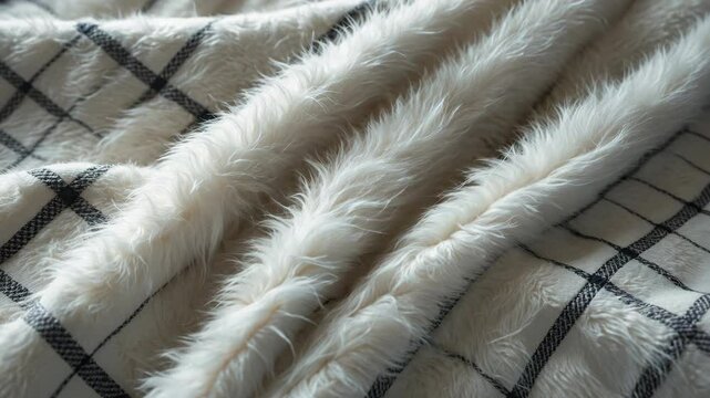 A soft cozy plaid crafted from textile. The texture of the gentle fabric with a pile, uniformly distributed. Delicate fabric backing for your design.