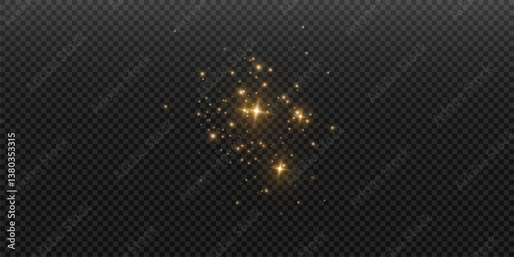 Poster 
Shimmering particles. Dust sparkles with golden light. Light effect.