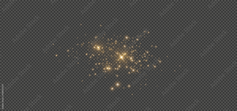 Aufkleber shimmering particles. dust sparkles with golden light. light effect.