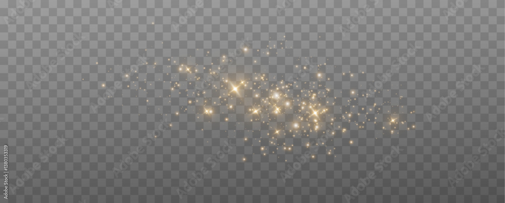 Aufkleber 
Shimmering particles. Dust sparkles with golden light. Light effect.