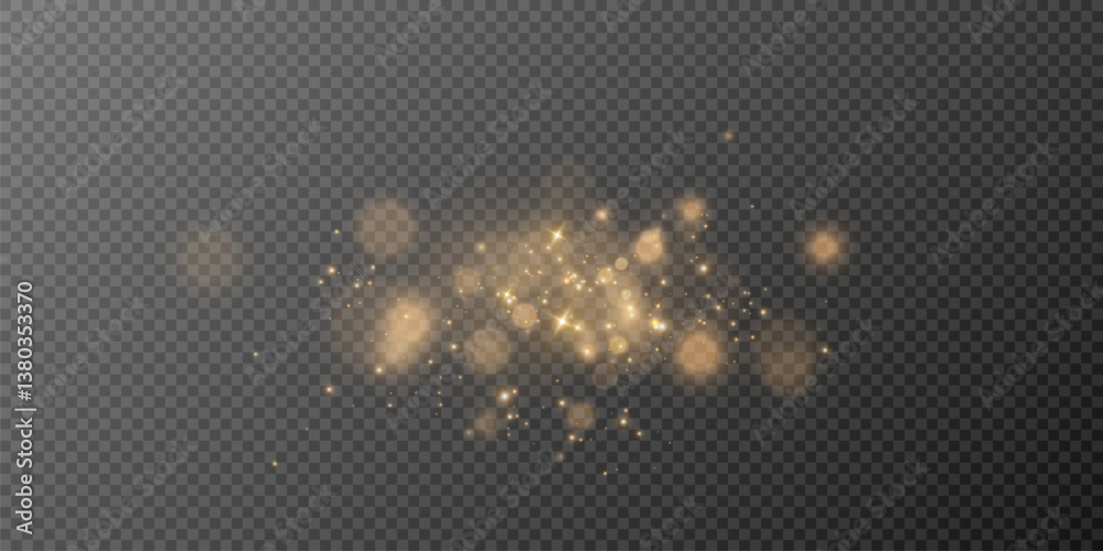 Aufkleber shimmering particles. dust sparkles with golden light. light effect.