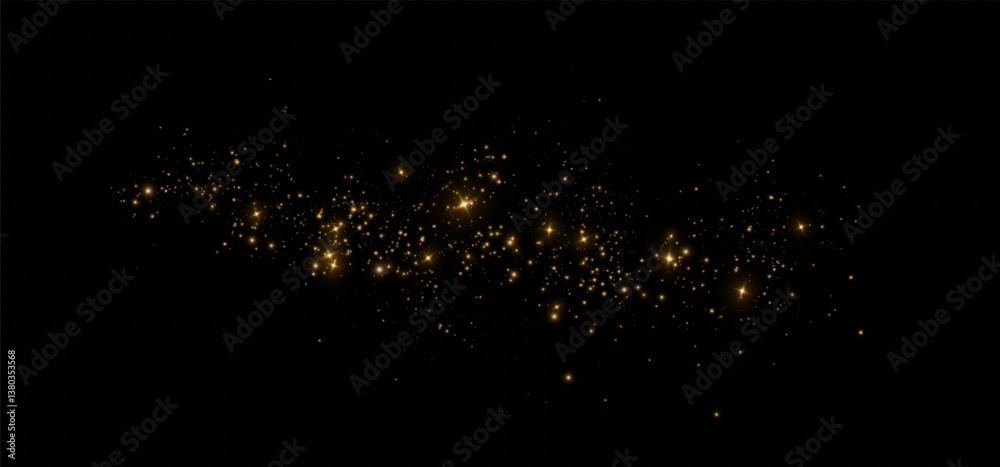 Poster 
Shimmering particles. Dust sparkles with golden light. Light effect.