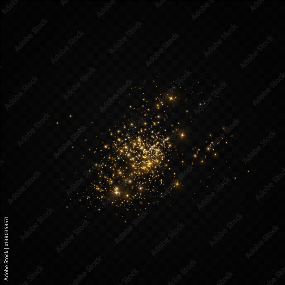 Poster 
Shimmering particles. Dust sparkles with golden light. Light effect.