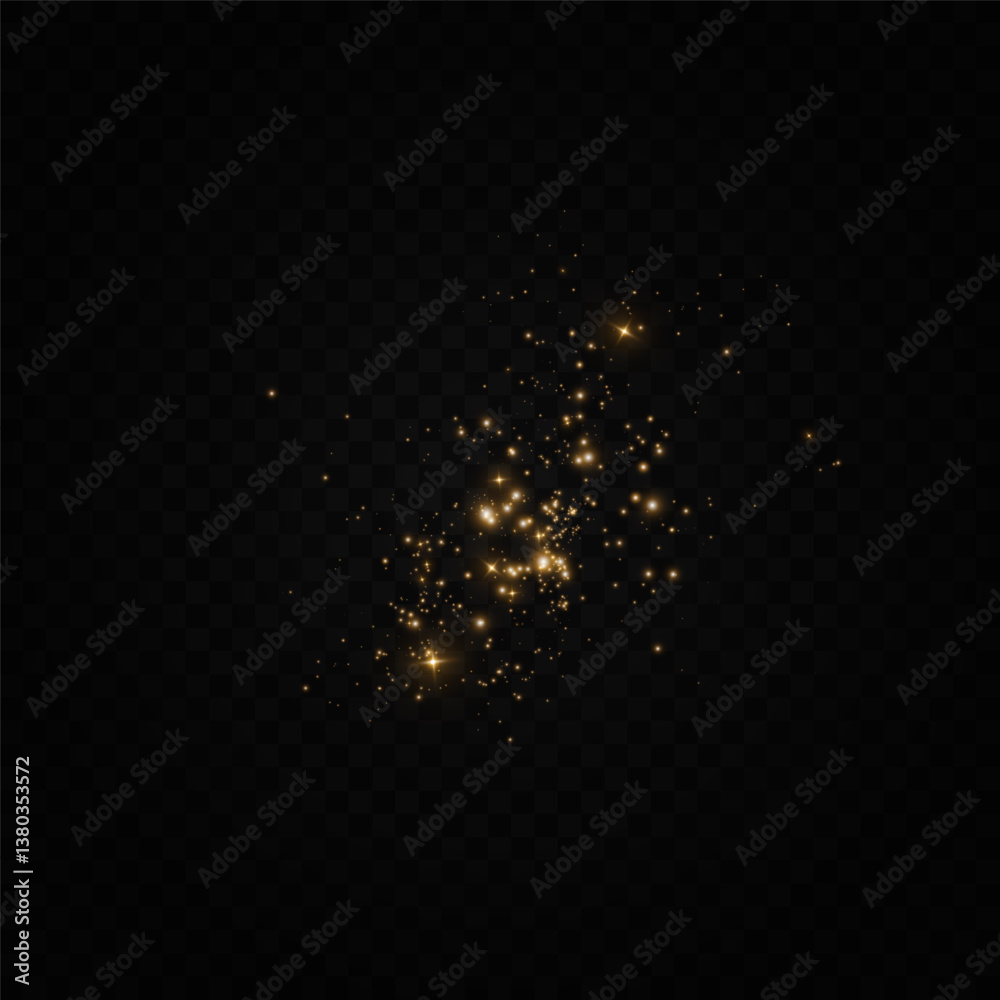 Poster 
Shimmering particles. Dust sparkles with golden light. Light effect.