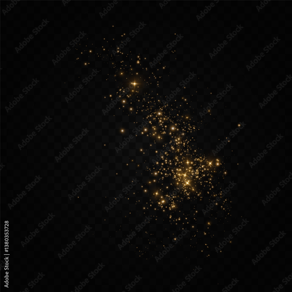 Poster 
Shimmering particles. Dust sparkles with golden light. Light effect.
