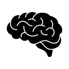 Black Silhouette of a Brain Icon on a White Background Representing Thoughts and Cognition