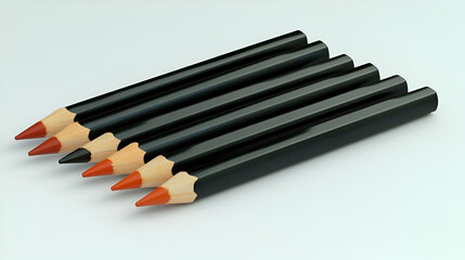 Obraz premium Five colored pencils on white background