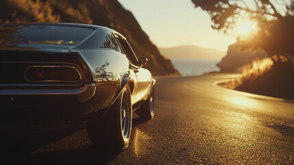 Classic car sunset drive (1)