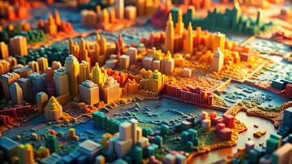 Kuala Lumpur 3D Map: Macro Photography of Malaysian Capital City Topography