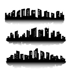 Obraz premium set with vector design of black silhouettes of cities with reflection at the bottom