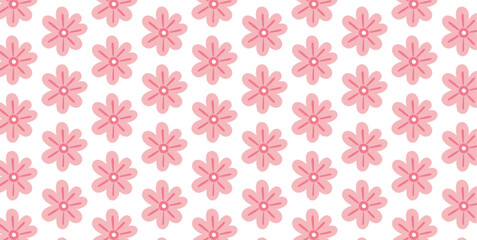 Clean Florals Simple Decorative Flower Pattern on White Canvas