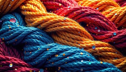 Intricate woven threads, rich colors, seamless repeat, abstract, weave