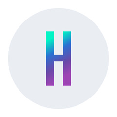 Obraz premium Gradient letter H in vibrant purple-to-green hues on a light circular background. A stylish and versatile design ideal for creative branding, logo design, and graphic projects.