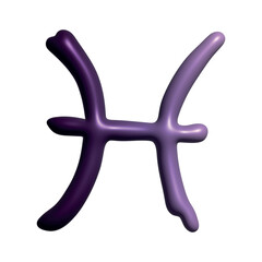 3d pisces zodiac sign Esoteric symbol Astrology clipart Element for design