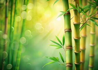 Long Exposure Bamboo Decor with Lush Leaf Border - Serene Asian-Inspired Stock Photo