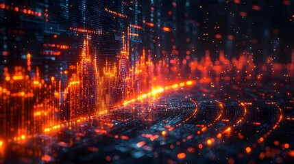Fototapeta premium Glowing digital financial data visualization