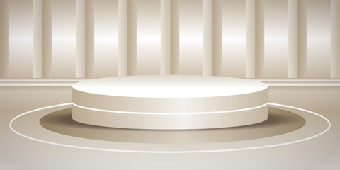 Golden cream color podium with pattern background. Vector illustration.