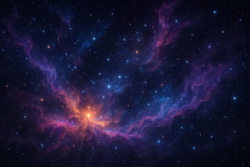Colorful Cosmic Nebula with Bright Stars