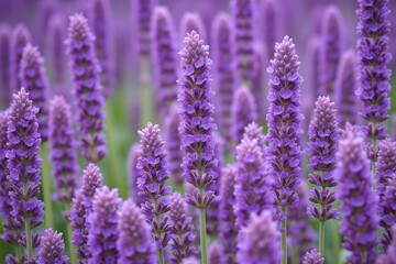 Obraz premium field of lavender flowers on a white background