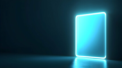 Glowing Neon Square, Dark Room,  Abstract Background, Tech Design