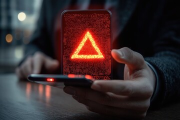 Cybersecurity Alert Warning Notification on Smartphone for Online Safety and Fraud Prevention