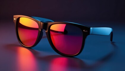 Sleek black sunglasses, reflective lenses, isolated , vision care, isolated