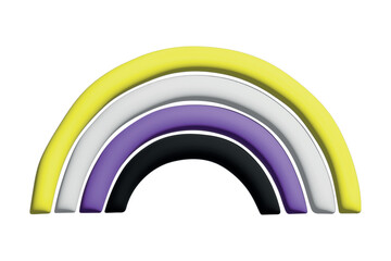 Colorful rainbow shape Non-binary pride flag Happy pride day LGBTQ community Pride Month Vector 3d clipart for posters, stickers, logo, cards
