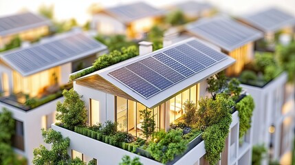 Fototapeta premium Architectural design for eco-friendly urban rooftops a sustainable revolution