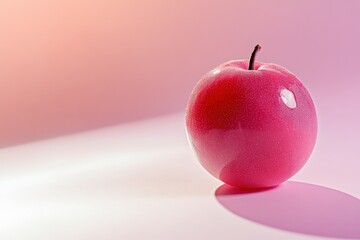 A vibrant pink fruit sitting against a gradient background