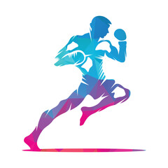 kick boxing logo vector icon. kick boxer attack sport logo icon vector.