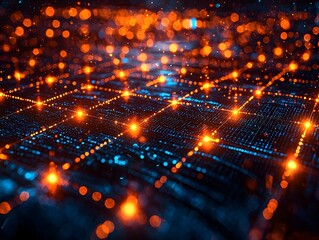 Futuristic technology network powering financial infrastructure