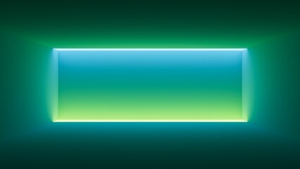 Fototapeta premium Bright blue pink and violet rectangle neon light portal background.