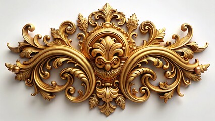 Luxurious Golden Floral Ornament, Decorative Element, White Background,  Elegant Design, Premium Quality