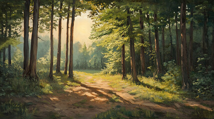 Obraz premium Forest Path Sunlight