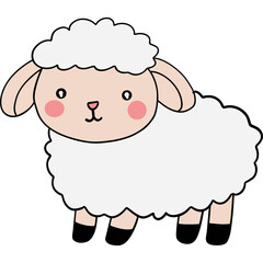 Farm theme, Cute cartoon sheep with fluffy wool and a friendly expression.