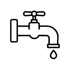 Water faucet dripping vector icon plumbing fixture tap with drop outline design for web and print usage