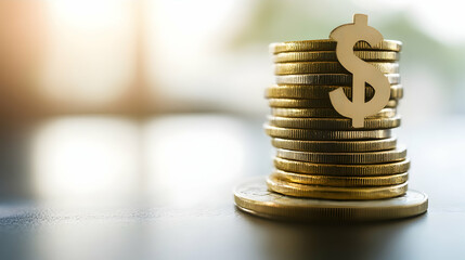 Coin stack with dollar sign, finance concept