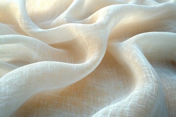 Beige Linen Cloth Fabric Texture with Natural Folds and Subtle Shadowing in Diffused Light