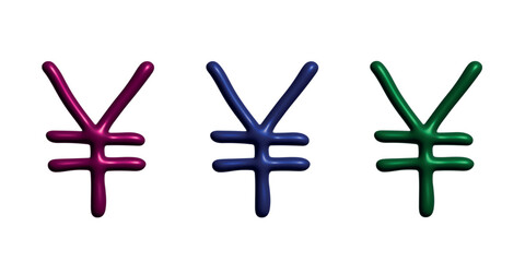 3d yen currency symbol set Single element for design