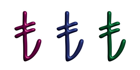 3d turkish lira currency symbol set Single element for design