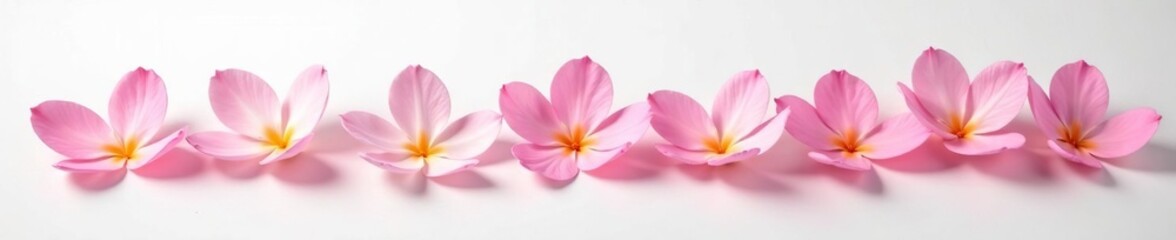 Fototapeta premium Delicate flower petals unfolding on a pure white surface, elegance, simplicity