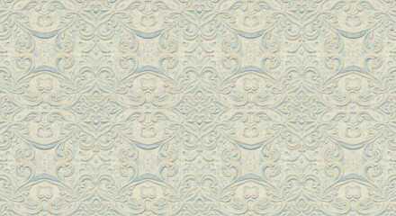 Fototapeta premium repeating pattern, likely of wallpaper or fabric, with an ornate, embossed design