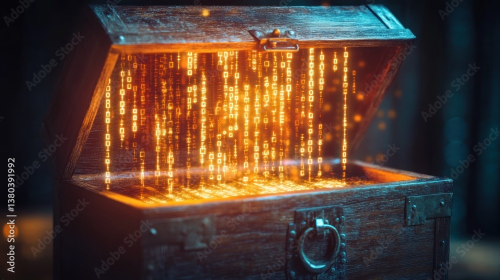 Wall mural digital treasure: unveiling the secrets of binary code within an ancient chest