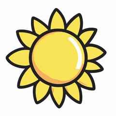 Sun illustration radiates brightness isolated background happiness