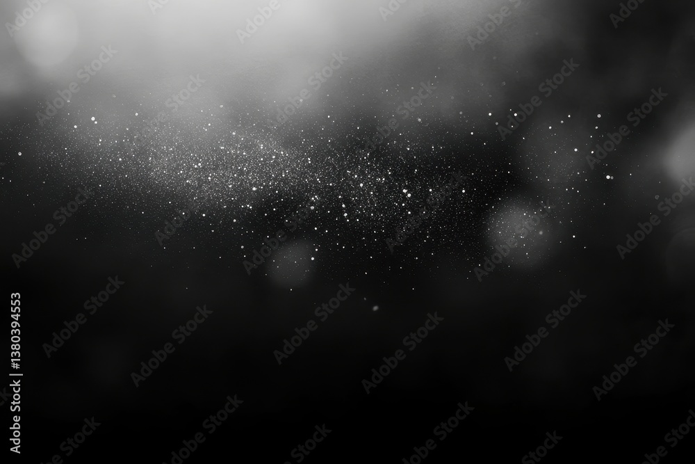 Aufkleber abstract black and white glitter sparkle background with soft bokeh lights and dark overlay texture 